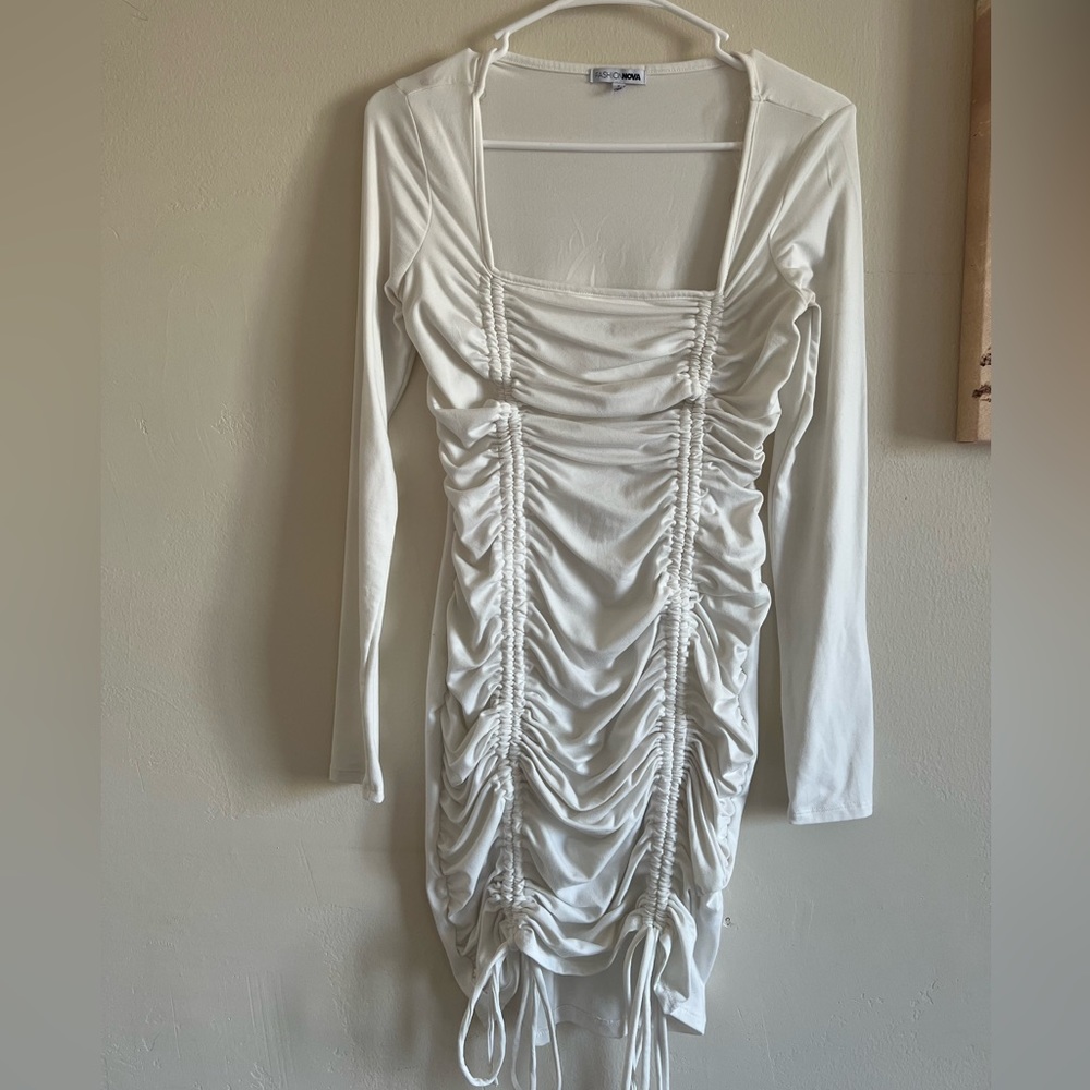 Fashion Nova Ruched Draw-String Mini Dress